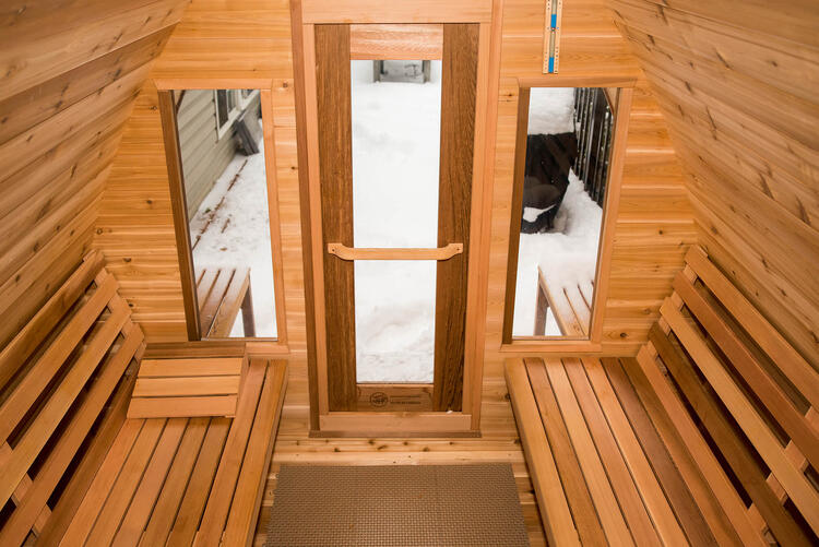 Outdoor Pod Saunas Red Cedar Clear feature image two